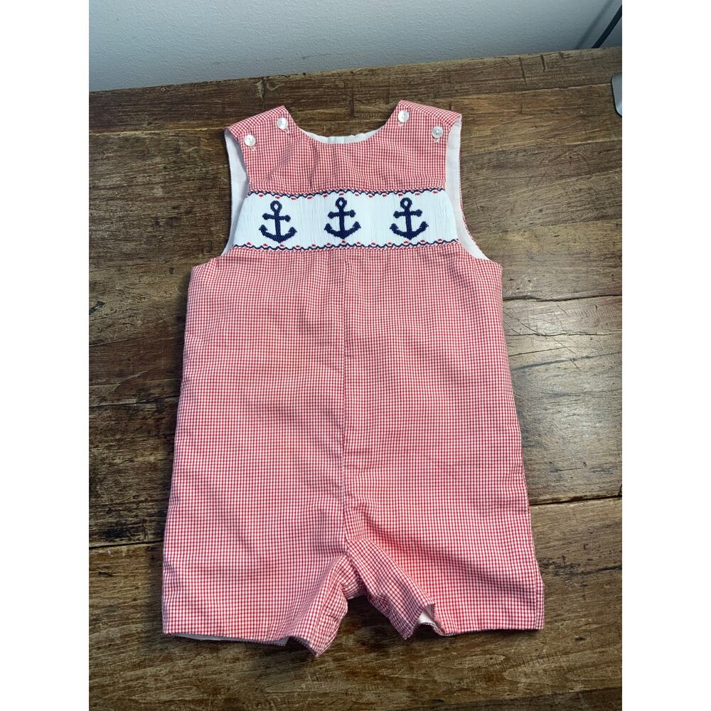 Velani Classics Smocked Anchor Jon Jon Baby boys size 24‎ mo